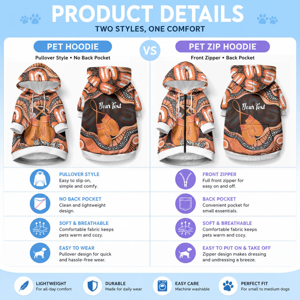 Personalised Australia Leukemia Awareness Month Pet Hoodie Aussie Cockatoo Fight Boxing Gloves Aboriginal Art