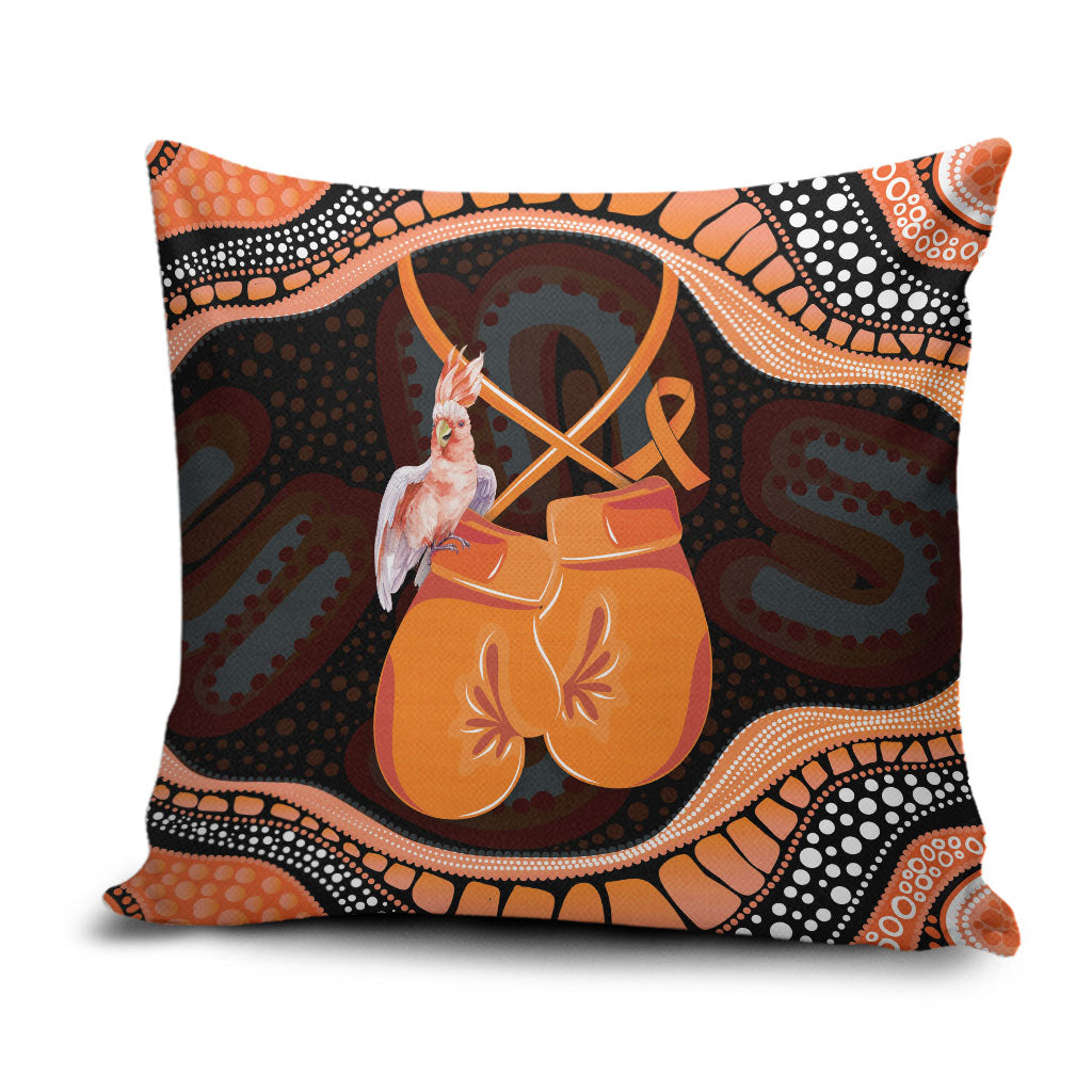 Australia Leukemia Awareness Month Pillow Cover Aussie Cockatoo Fight Boxing Gloves Aboriginal Art