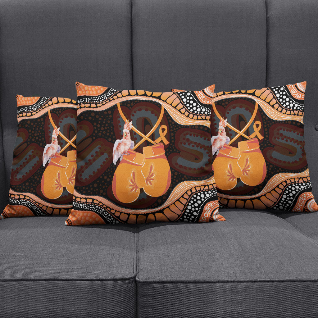 Australia Leukemia Awareness Month Pillow Cover Aussie Cockatoo Fight Boxing Gloves Aboriginal Art