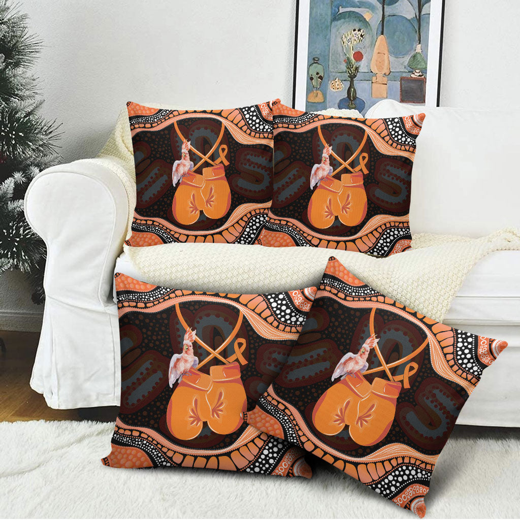 Australia Leukemia Awareness Month Pillow Cover Aussie Cockatoo Fight Boxing Gloves Aboriginal Art