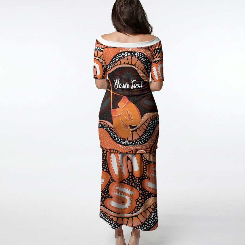 Personalised Australia Leukemia Awareness Month Puletasi Aussie Cockatoo Fight Boxing Gloves Aboriginal Art