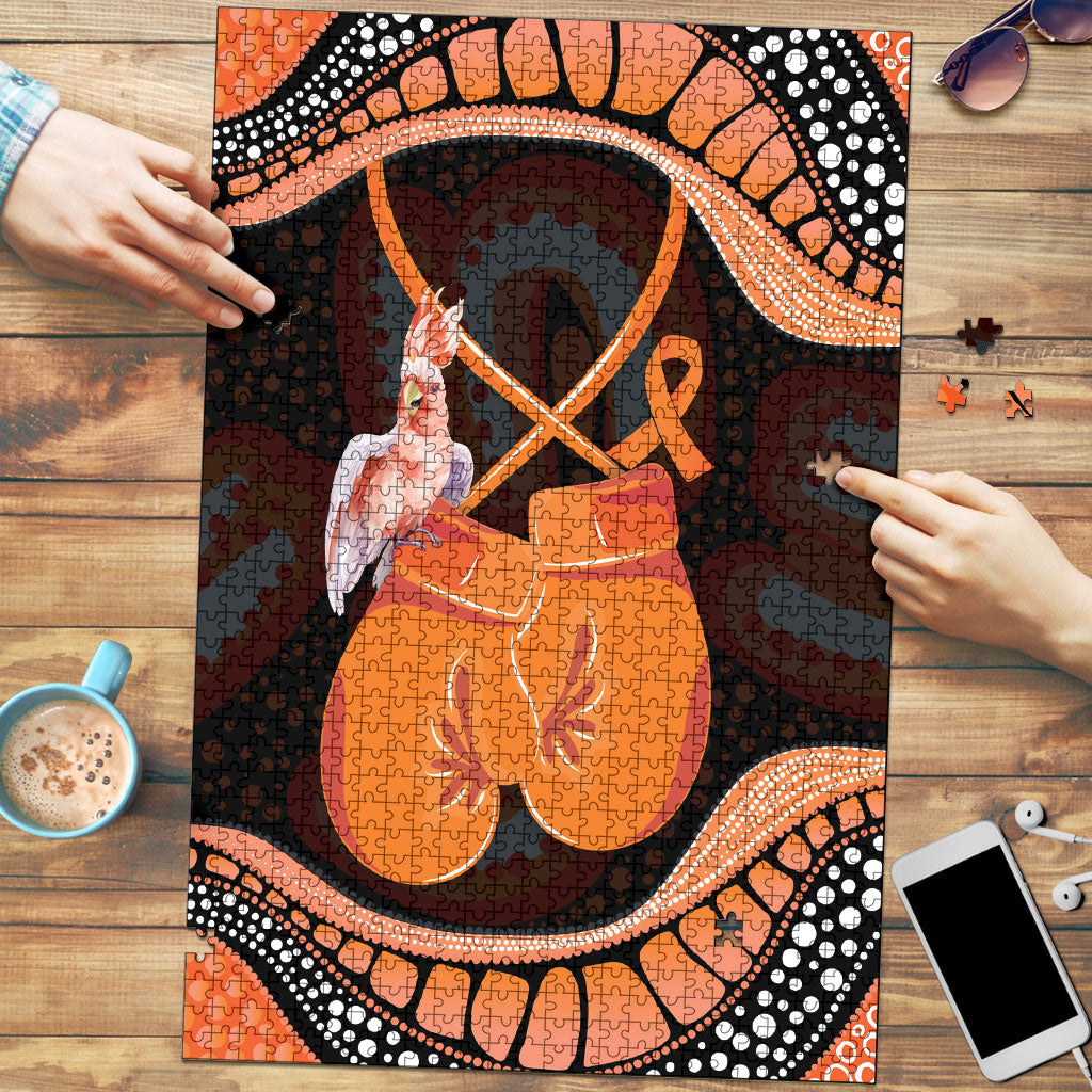 Australia Leukemia Awareness Month Puzzle Aussie Cockatoo Fight Boxing Gloves Aboriginal Art
