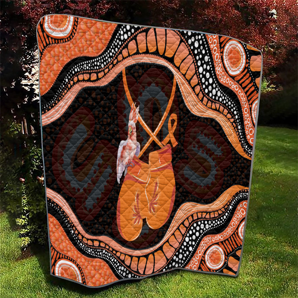 Australia Leukemia Awareness Month Quilt Aussie Cockatoo Fight Boxing Gloves Aboriginal Art