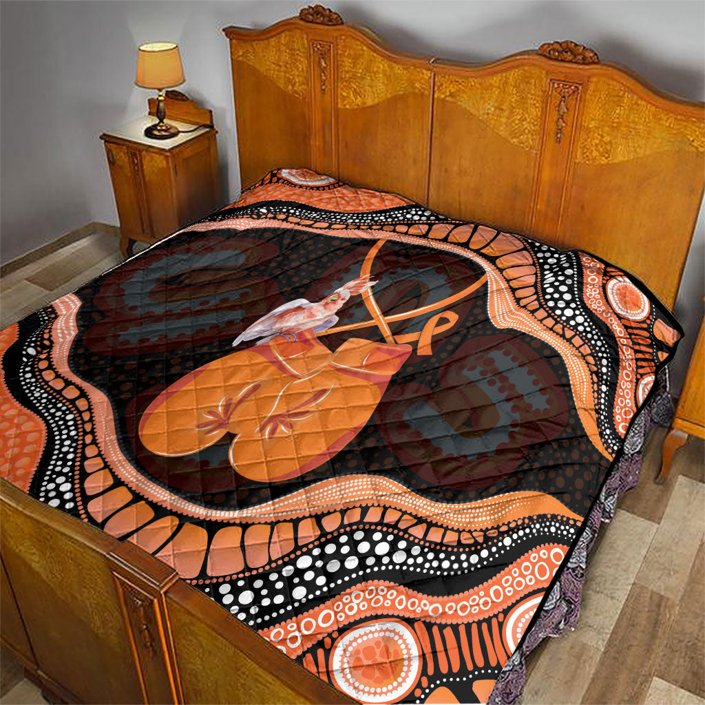 Australia Leukemia Awareness Month Quilt Aussie Cockatoo Fight Boxing Gloves Aboriginal Art