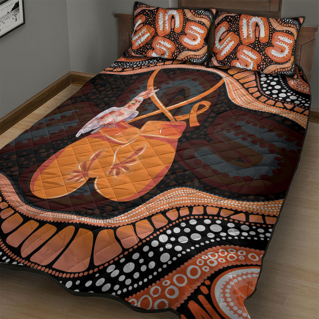 Australia Leukemia Awareness Month Quilt Bed Set Aussie Cockatoo Fight Boxing Gloves Aboriginal Art