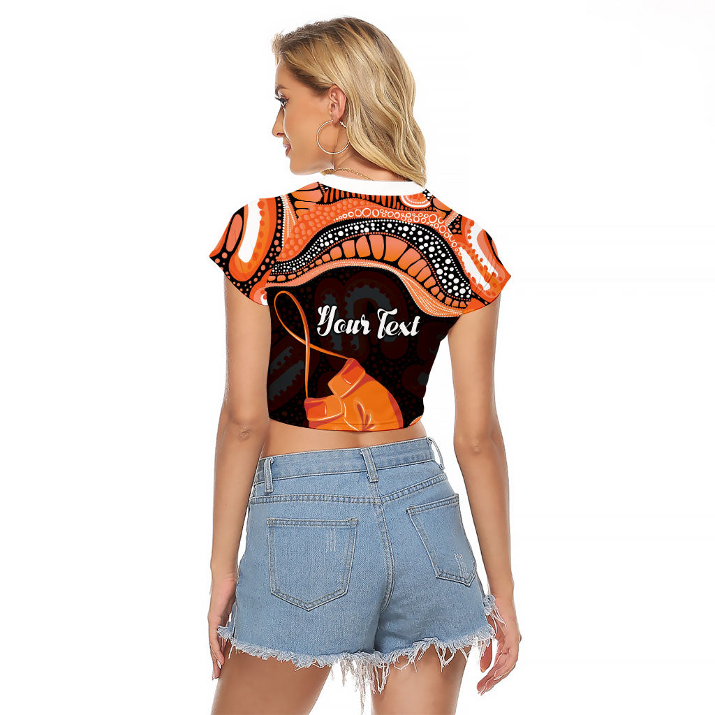 Personalised Australia Leukemia Awareness Month Raglan Cropped T Shirt Aussie Cockatoo Fight Boxing Gloves Aboriginal Art