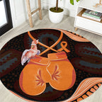 Australia Leukemia Awareness Month Round Carpet Aussie Cockatoo Fight Boxing Gloves Aboriginal Art
