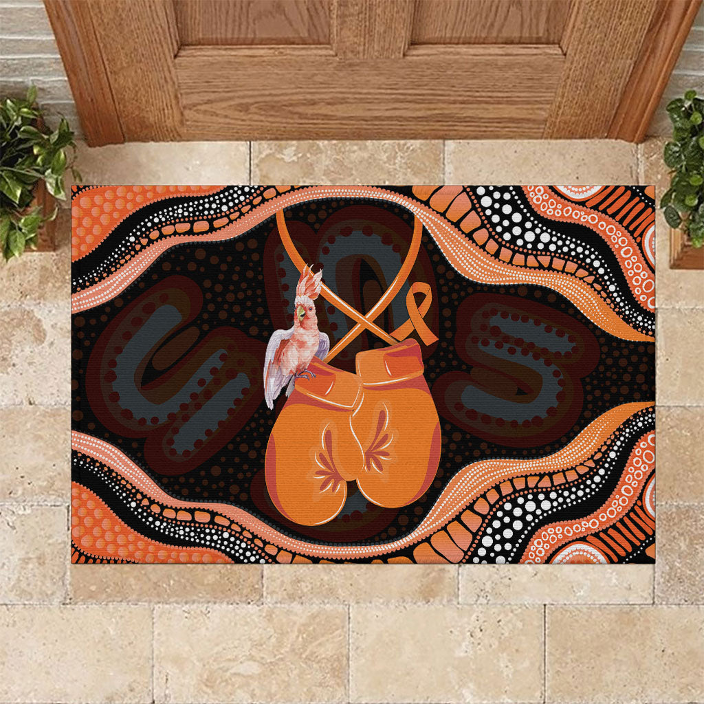 Australia Leukemia Awareness Month Rubber Doormat Aussie Cockatoo Fight Boxing Gloves Aboriginal Art