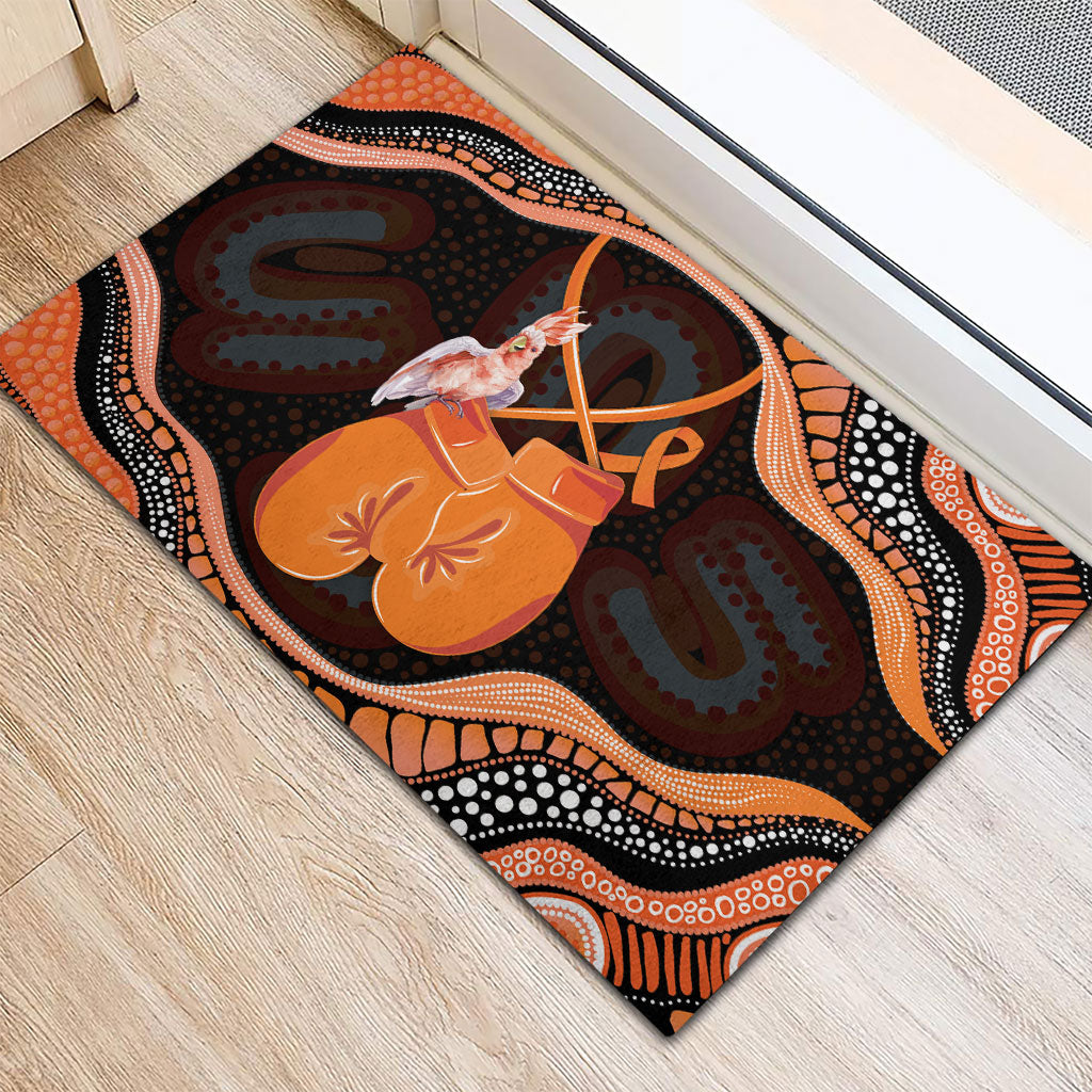 Australia Leukemia Awareness Month Rubber Doormat Aussie Cockatoo Fight Boxing Gloves Aboriginal Art
