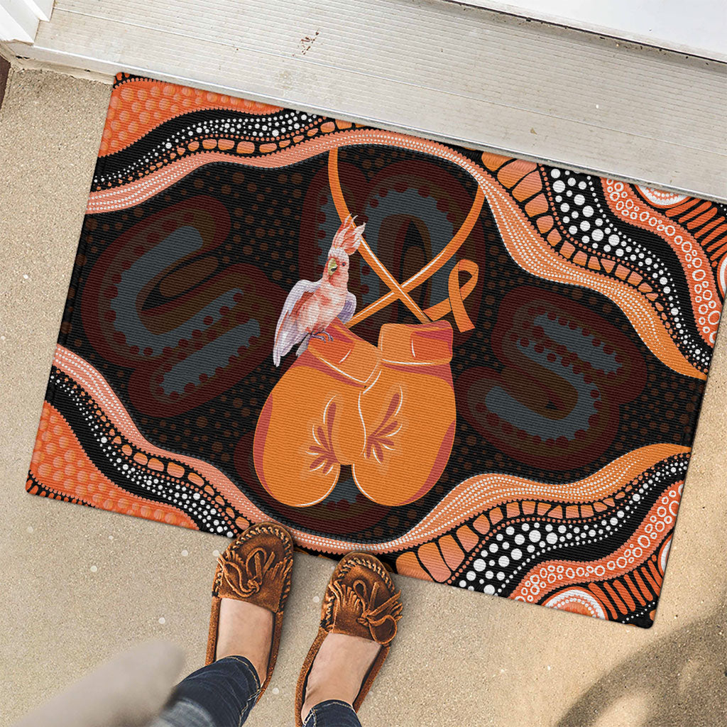 Australia Leukemia Awareness Month Rubber Doormat Aussie Cockatoo Fight Boxing Gloves Aboriginal Art