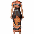 Personalised Australia Leukemia Awareness Month Short Sleeve Bodycon Dress Aussie Cockatoo Fight Boxing Gloves Aboriginal Art