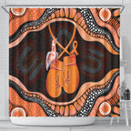 Australia Leukemia Awareness Month Shower Curtain Aussie Cockatoo Fight Boxing Gloves Aboriginal Art