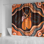 Australia Leukemia Awareness Month Shower Curtain Aussie Cockatoo Fight Boxing Gloves Aboriginal Art
