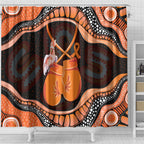Australia Leukemia Awareness Month Shower Curtain Aussie Cockatoo Fight Boxing Gloves Aboriginal Art