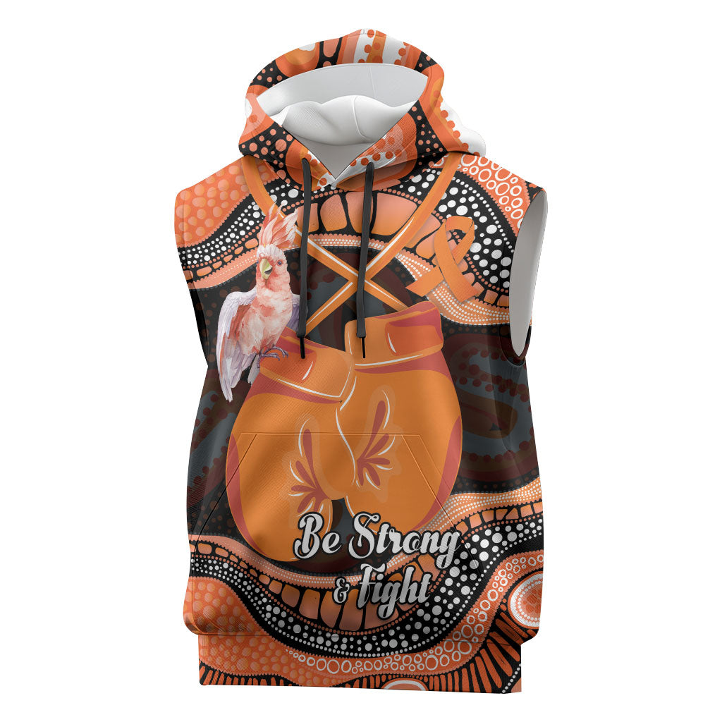 Personalised Australia Leukemia Awareness Month Sleeveless Hoodie Aussie Cockatoo Fight Boxing Gloves Aboriginal Art