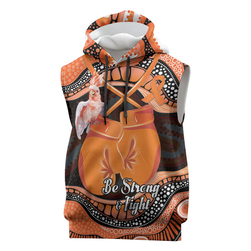 Personalised Australia Leukemia Awareness Month Sleeveless Hoodie Aussie Cockatoo Fight Boxing Gloves Aboriginal Art