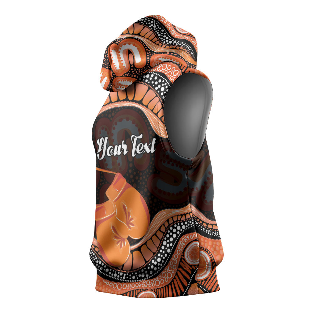 Personalised Australia Leukemia Awareness Month Sleeveless Hoodie Aussie Cockatoo Fight Boxing Gloves Aboriginal Art