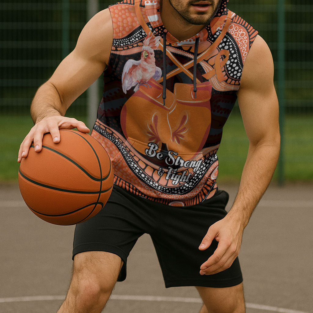 Personalised Australia Leukemia Awareness Month Sleeveless Hoodie Aussie Cockatoo Fight Boxing Gloves Aboriginal Art