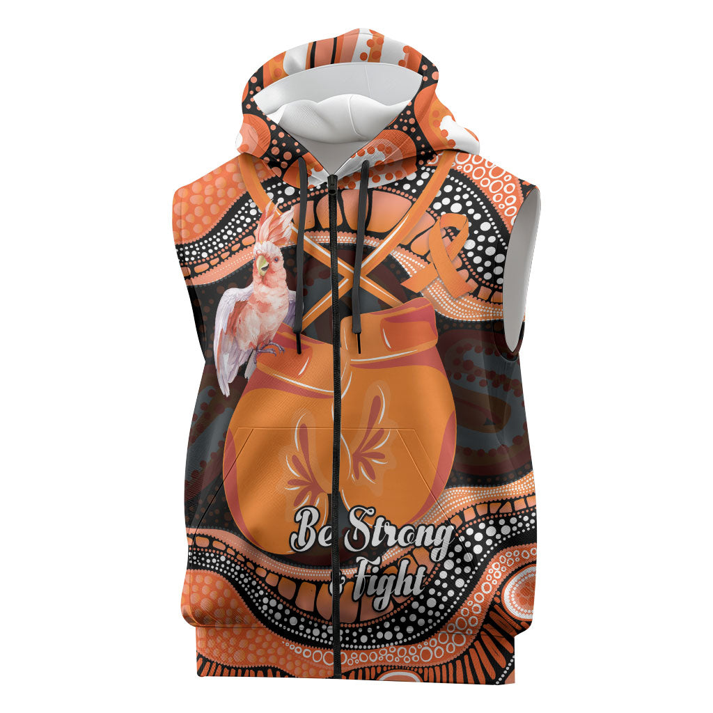 Personalised Australia Leukemia Awareness Month Sleeveless Zip Hoodie Aussie Cockatoo Fight Boxing Gloves Aboriginal Art