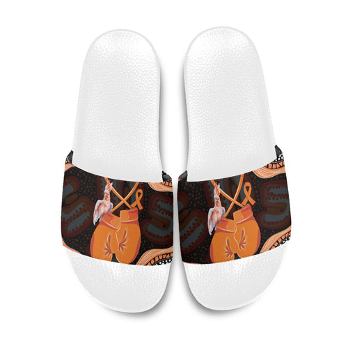 Australia Leukemia Awareness Month Slide Sandals Aussie Cockatoo Fight Boxing Gloves Aboriginal Art