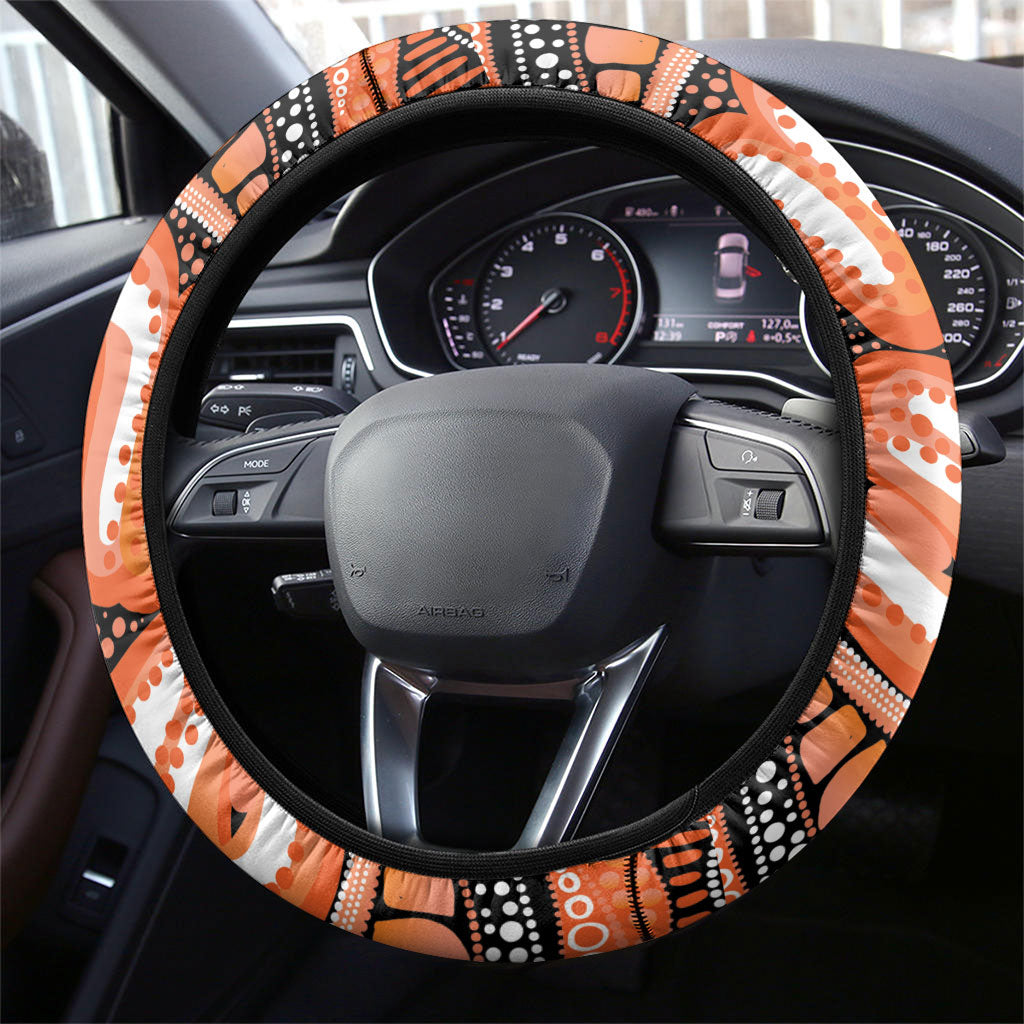 Australia Leukemia Awareness Month Steering Wheel Cover Aussie Cockatoo Fight Boxing Gloves Aboriginal Art