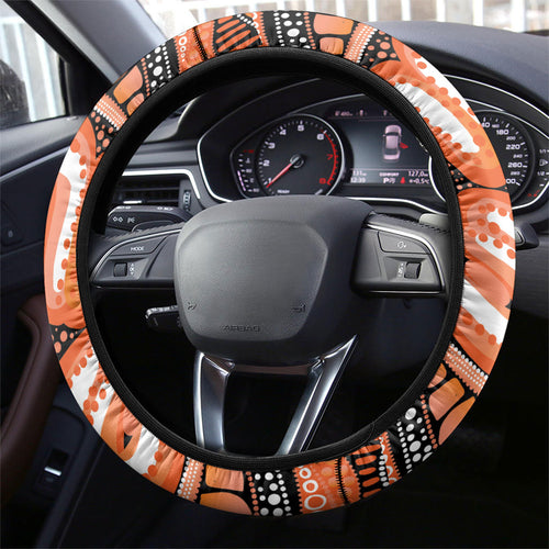 Australia Leukemia Awareness Month Steering Wheel Cover Aussie Cockatoo Fight Boxing Gloves Aboriginal Art