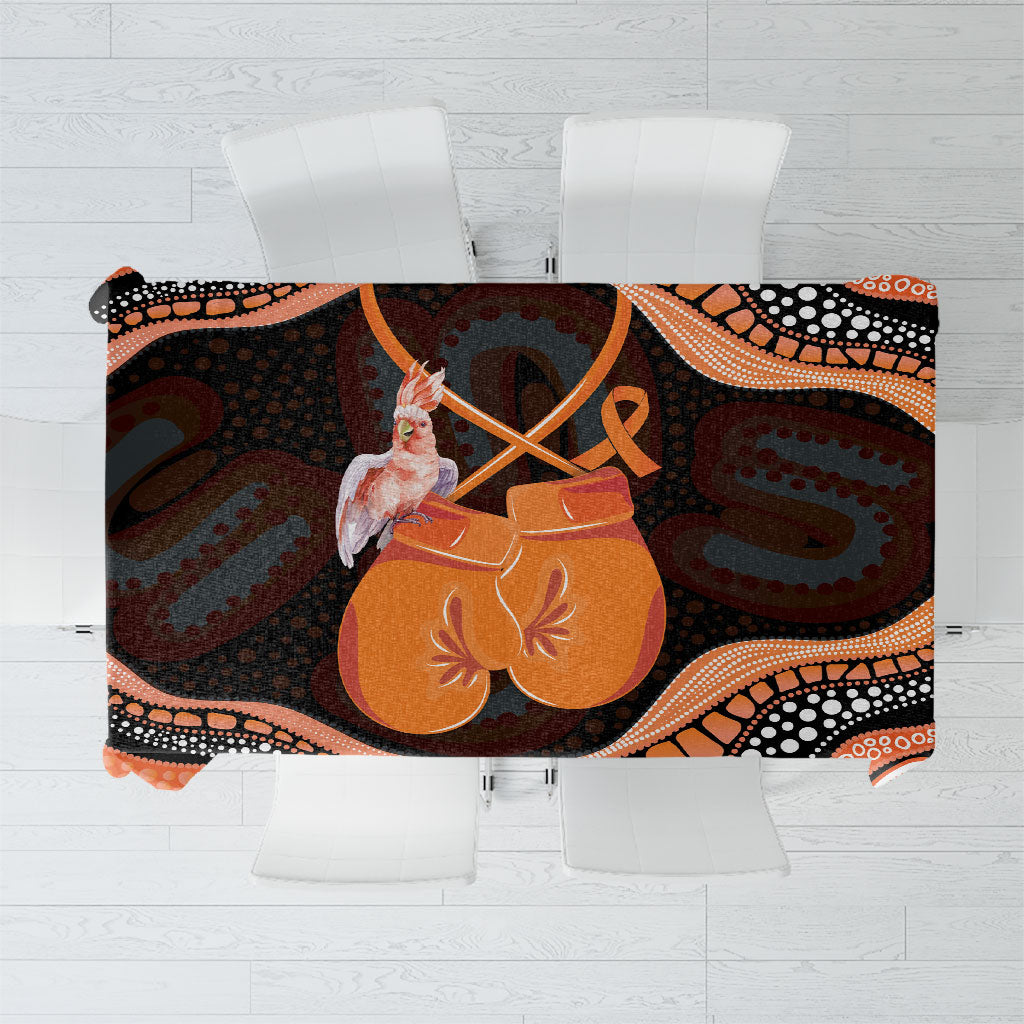 Australia Leukemia Awareness Month Tablecloth Aussie Cockatoo Fight Boxing Gloves Aboriginal Art