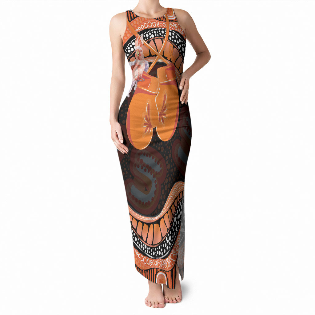 Personalised Australia Leukemia Awareness Month Tank Maxi Dress Aussie Cockatoo Fight Boxing Gloves Aboriginal Art