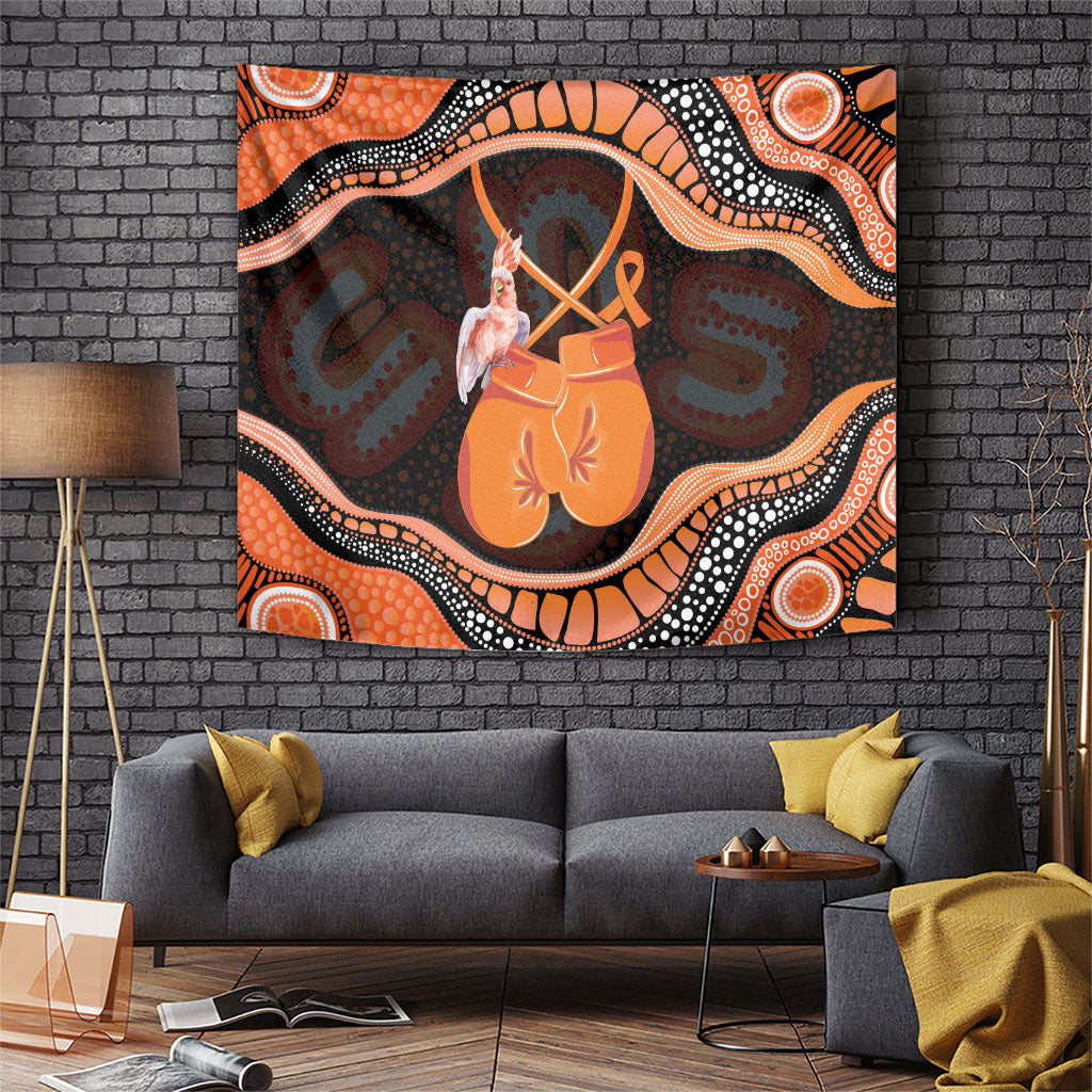 Australia Leukemia Awareness Month Tapestry Aussie Cockatoo Fight Boxing Gloves Aboriginal Art