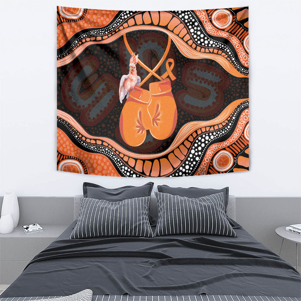 Australia Leukemia Awareness Month Tapestry Aussie Cockatoo Fight Boxing Gloves Aboriginal Art