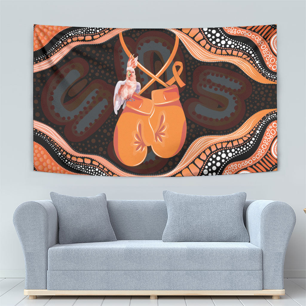 Australia Leukemia Awareness Month Tapestry Aussie Cockatoo Fight Boxing Gloves Aboriginal Art