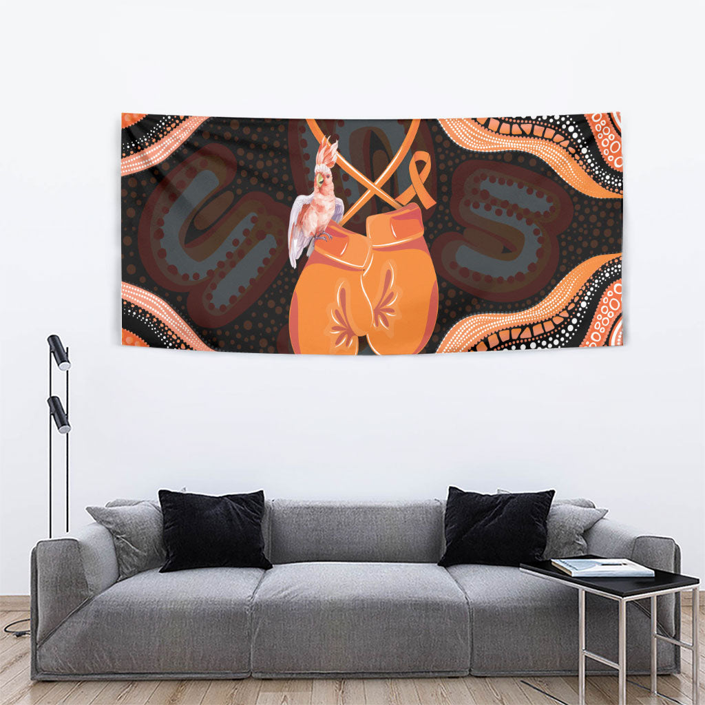 Australia Leukemia Awareness Month Tapestry Aussie Cockatoo Fight Boxing Gloves Aboriginal Art