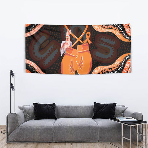 Australia Leukemia Awareness Month Tapestry Aussie Cockatoo Fight Boxing Gloves Aboriginal Art