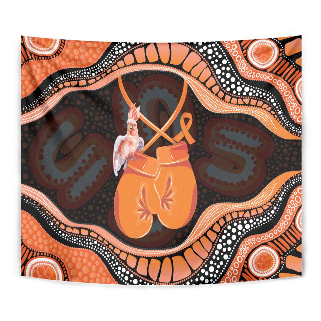 Australia Leukemia Awareness Month Tapestry Aussie Cockatoo Fight Boxing Gloves Aboriginal Art