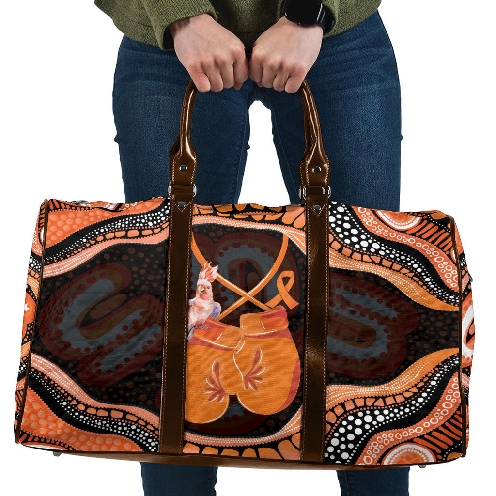 Australia Leukemia Awareness Month Travel Bag Aussie Cockatoo Fight Boxing Gloves Aboriginal Art