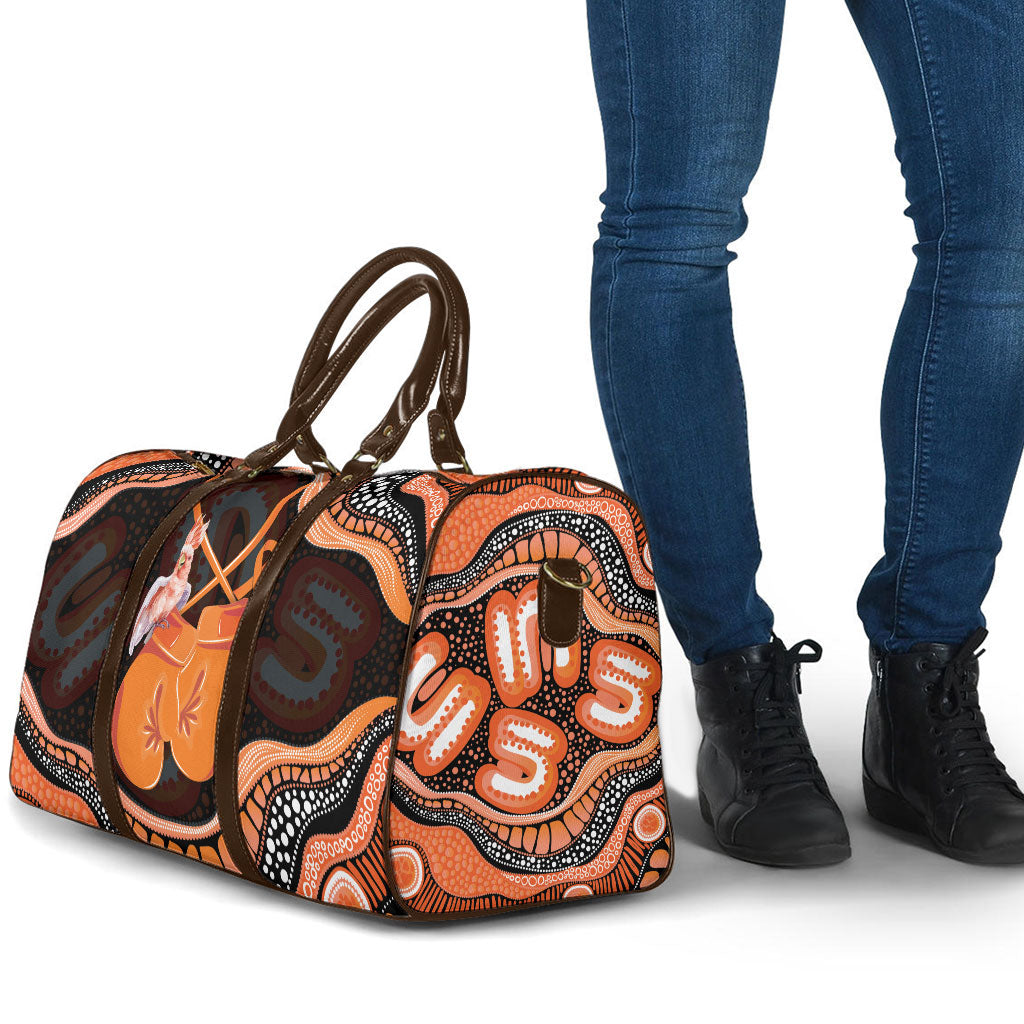 Australia Leukemia Awareness Month Travel Bag Aussie Cockatoo Fight Boxing Gloves Aboriginal Art
