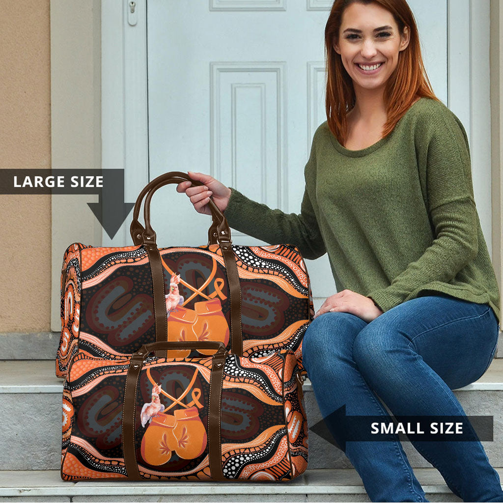Australia Leukemia Awareness Month Travel Bag Aussie Cockatoo Fight Boxing Gloves Aboriginal Art
