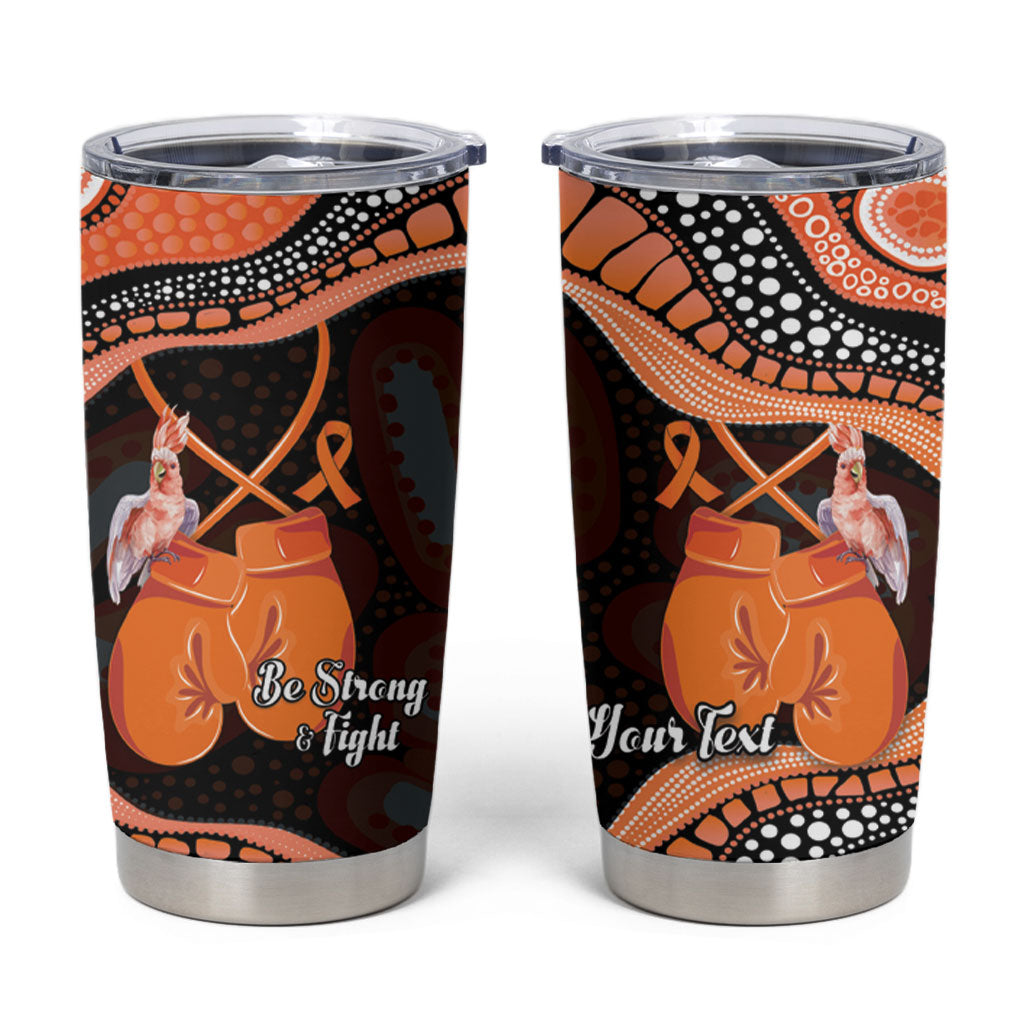 Personalised Australia Leukemia Awareness Month Tumbler Cup Aussie Cockatoo Fight Boxing Gloves Aboriginal Art