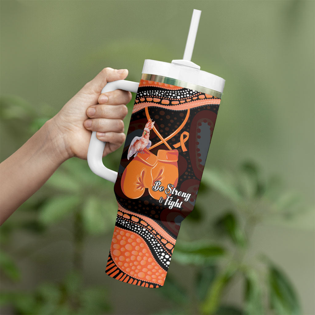 Personalised Australia Leukemia Awareness Month Tumbler With Handle Aussie Cockatoo Fight Boxing Gloves Aboriginal Art