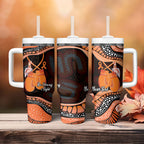 Personalised Australia Leukemia Awareness Month Tumbler With Handle Aussie Cockatoo Fight Boxing Gloves Aboriginal Art