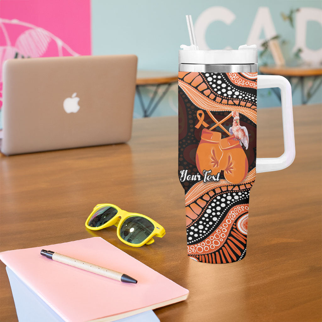 Personalised Australia Leukemia Awareness Month Tumbler With Handle Aussie Cockatoo Fight Boxing Gloves Aboriginal Art