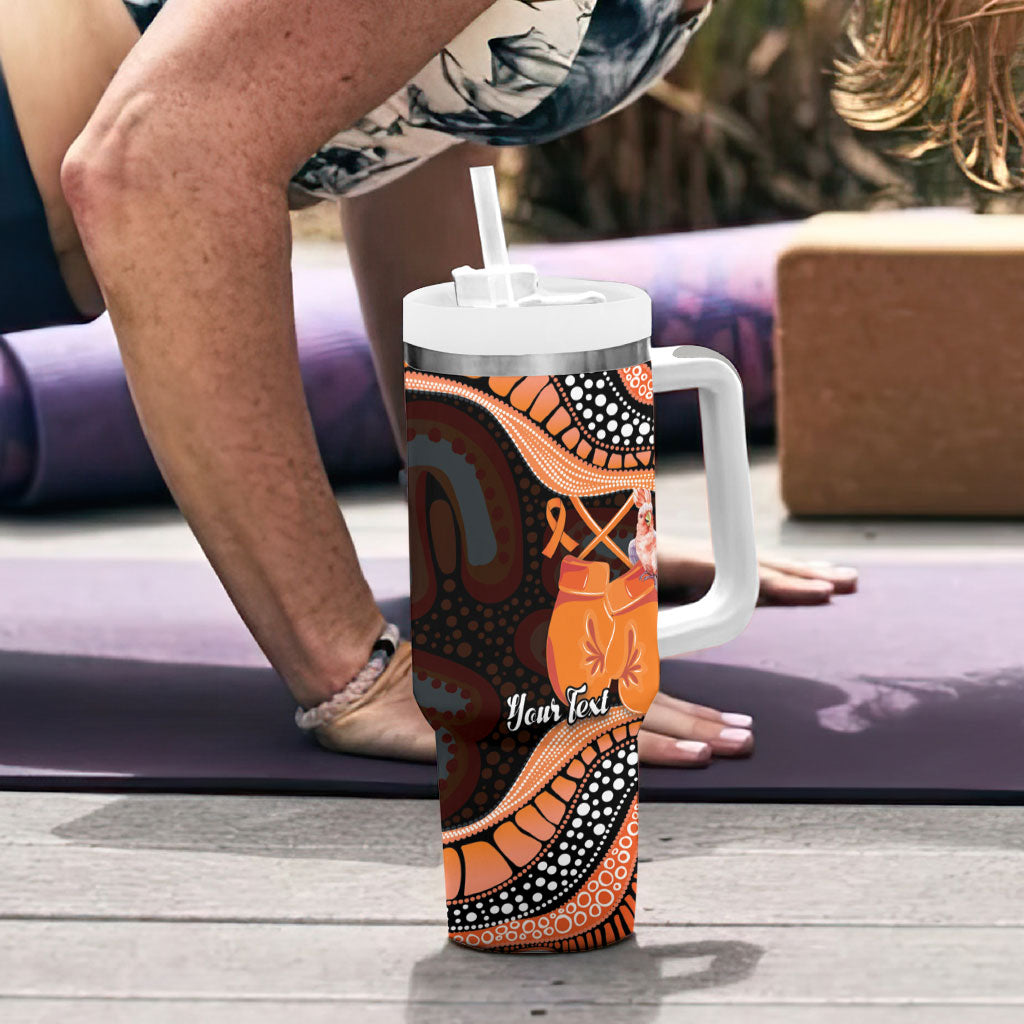 Personalised Australia Leukemia Awareness Month Tumbler With Handle Aussie Cockatoo Fight Boxing Gloves Aboriginal Art