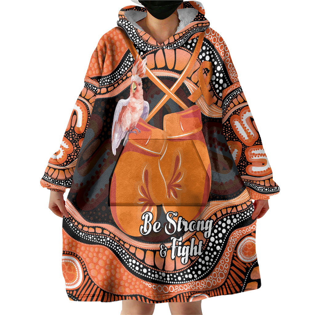 Personalised Australia Leukemia Awareness Month Wearable Blanket Hoodie Aussie Cockatoo Fight Boxing Gloves Aboriginal Art