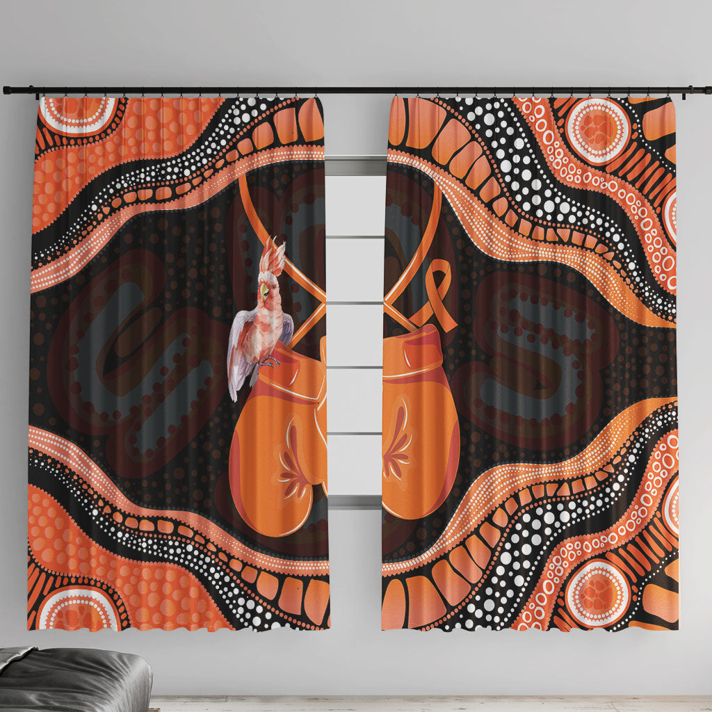Australia Leukemia Awareness Month Window Curtain Aussie Cockatoo Fight Boxing Gloves Aboriginal Art