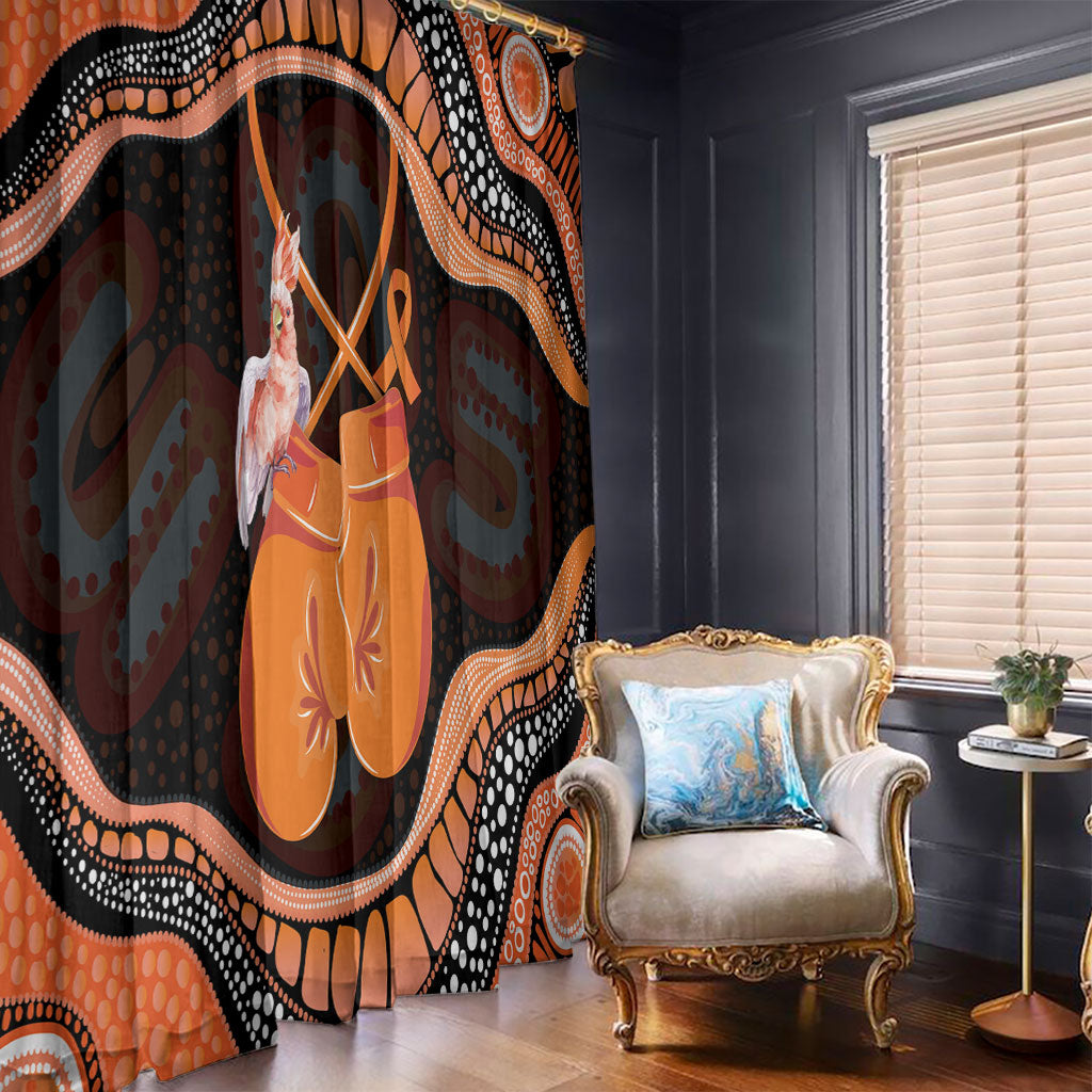 Australia Leukemia Awareness Month Window Curtain Aussie Cockatoo Fight Boxing Gloves Aboriginal Art