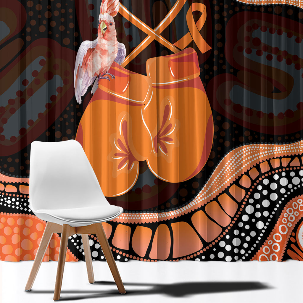 Australia Leukemia Awareness Month Window Curtain Aussie Cockatoo Fight Boxing Gloves Aboriginal Art