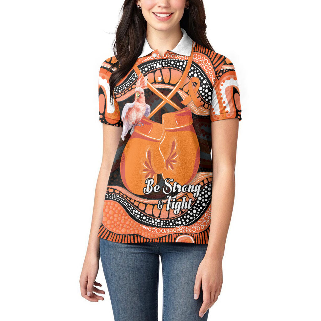 Personalised Australia Leukemia Awareness Month Women Polo Shirt Aussie Cockatoo Fight Boxing Gloves Aboriginal Art