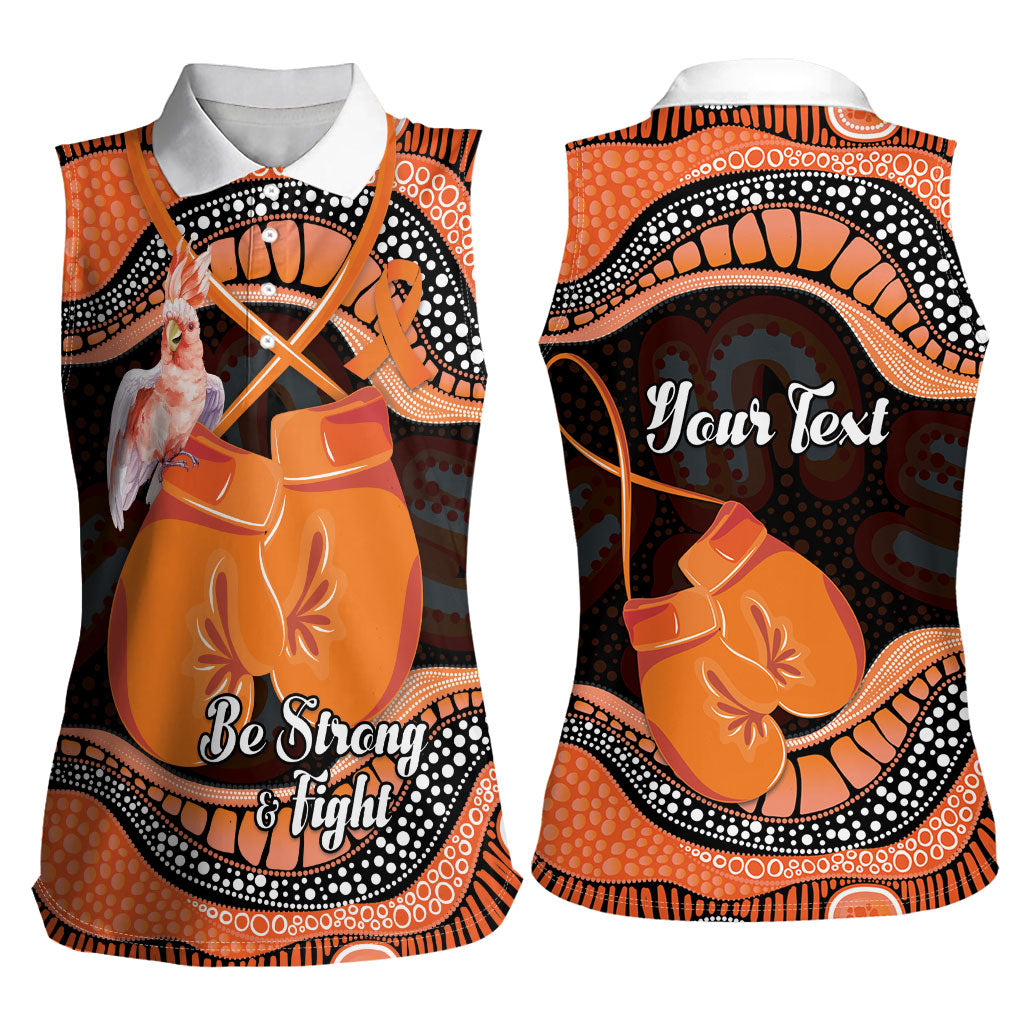 Personalised Australia Leukemia Awareness Month Women Sleeveless Polo Shirt Aussie Cockatoo Fight Boxing Gloves Aboriginal Art