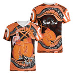 Personalised Australia Leukemia Awareness Month Women V-Neck T-Shirt Aussie Cockatoo Fight Boxing Gloves Aboriginal Art