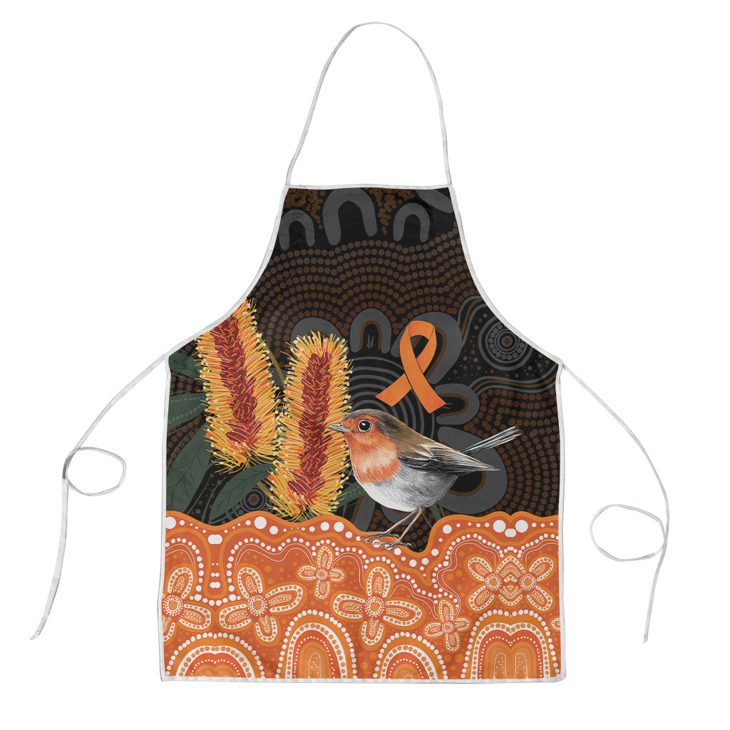 Australia Leukemia Awareness Month Apron Flame Robin Bottlebrush Aboriginal Art